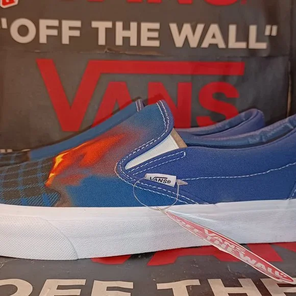 Vans Men's 4.5/Women's 6 Slip On Big Reveal Navy Plaid Fire Canvas-VN000XG81P4 - Picture 12 of 12